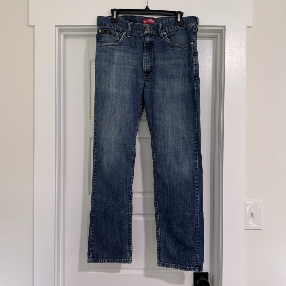 Men's Lee Premium Select Regular Straight Leg Blue‎ Jeans Size 34x32